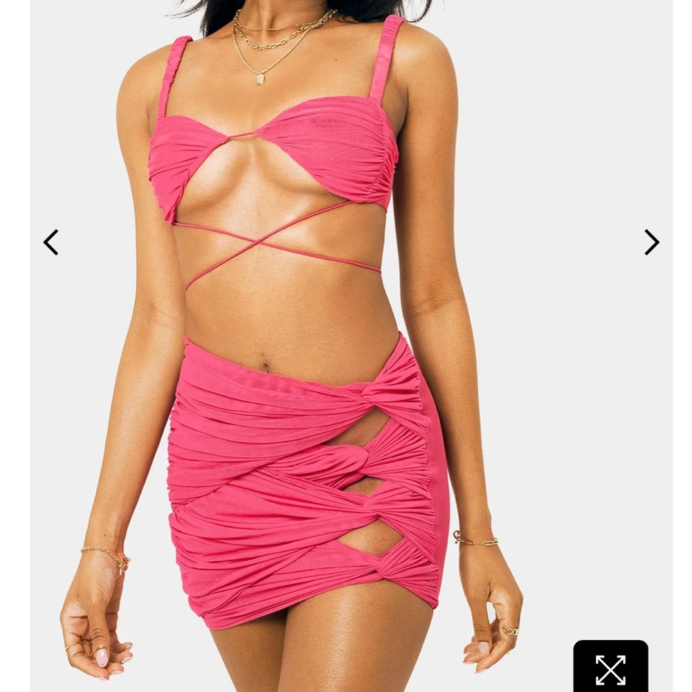 SOLADO Twist Front Cut Out Bodycon Mini Skirt